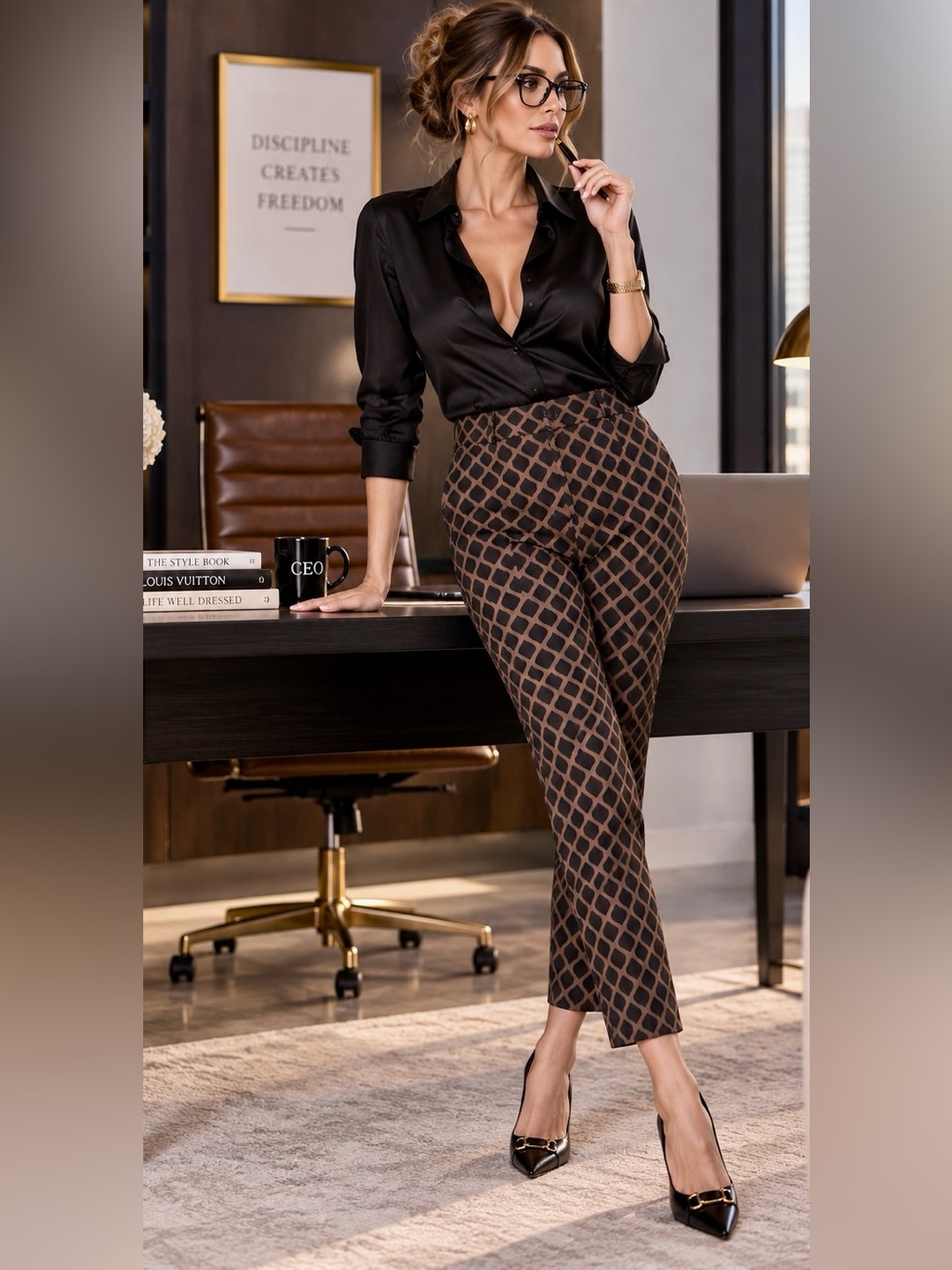 Banana Republic Camden Pant Size 6 Brown Black Geometric Cropped Ankle Pants